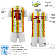 Load image into Gallery viewer, Custom White Red Green Yellow-Black Stripes Sports Sublimation Soccer Uniform Jersey