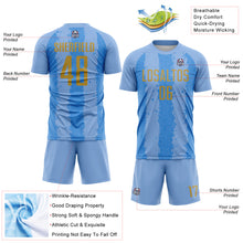 Загрузить изображение в средство просмотра галереи, Custom Light Blue Old Gold-Powder Blue Argentina Stripes Sports Sublimation Soccer Uniform Jersey