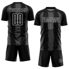 Загрузить изображение в средство просмотра галереи, Custom Black Steel Gray-White Stripes Sports Sublimation Soccer Uniform Jersey