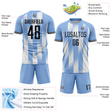 Загрузить изображение в средство просмотра галереи, Custom Light Blue Black-White Argentina Stripes Sports Sublimation Soccer Uniform Jersey