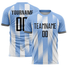 Загрузить изображение в средство просмотра галереи, Custom Light Blue Black-White Argentina Stripes Sports Sublimation Soccer Uniform Jersey