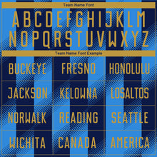 Загрузить изображение в средство просмотра галереи, Custom Powder Blue Old Gold-Navy Stripes Sports Sublimation Soccer Uniform Jersey