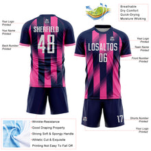 Загрузить изображение в средство просмотра галереи, Custom Navy White-Pink Stripes Sports Sublimation Soccer Uniform Jersey