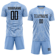 Laden Sie das Bild in den Galerie-Viewer, Custom Light Blue Black-White Argentina Splatter Pattern Sports Sublimation Soccer Uniform Jersey