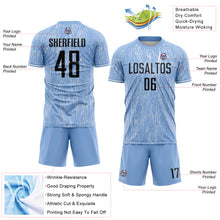 Laden Sie das Bild in den Galerie-Viewer, Custom Light Blue Black-White Argentina Splatter Pattern Sports Sublimation Soccer Uniform Jersey