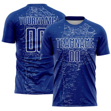 Загрузить изображение в средство просмотра галереи, Custom Royal White Map Outline Sports Sublimation Soccer Uniform Jersey