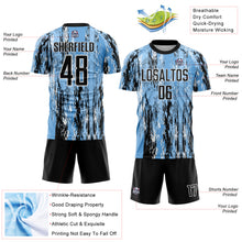 Laden Sie das Bild in den Galerie-Viewer, Custom Light Blue Black-White Argentina Splatter Pattern Sports Sublimation Soccer Uniform Jersey