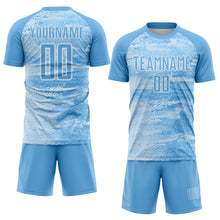 Laden Sie das Bild in den Galerie-Viewer, Custom Light Blue White Argentina Geometric Pattern Sports Sublimation Soccer Uniform Jersey