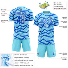 Laden Sie das Bild in den Galerie-Viewer, Custom Lakes Blue Powder Blue-White Lines Sports Sublimation Soccer Uniform Jersey