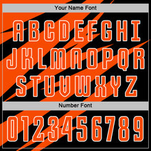 Laden Sie das Bild in den Galerie-Viewer, Custom Orange Black-White Abstract Line Sports Sublimation Soccer Uniform Jersey