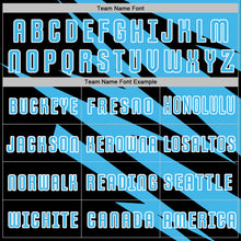 Laden Sie das Bild in den Galerie-Viewer, Custom Sky Blue Black-White Abstract Line Sports Sublimation Soccer Uniform Jersey