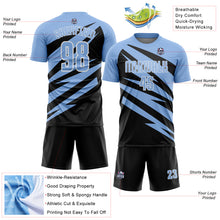 Laden Sie das Bild in den Galerie-Viewer, Custom Light Blue Black-White Abstract Line Sports Sublimation Soccer Uniform Jersey