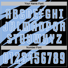 Laden Sie das Bild in den Galerie-Viewer, Custom Light Blue Black-White Abstract Line Sports Sublimation Soccer Uniform Jersey