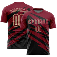 Laden Sie das Bild in den Galerie-Viewer, Custom Crimson Black-Cream Abstract Line Sports Sublimation Soccer Uniform Jersey