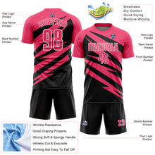 Load image into Gallery viewer, Custom Neon Pink Black-White Abstract Line Sports Sublimation Soccer Uniform Jersey