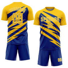 Charger l'image dans la galerie, Custom Yellow Royal-White Abstract Line Sports Sublimation Soccer Uniform Jersey