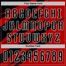 Laden Sie das Bild in den Galerie-Viewer, Custom Black Red-White Abstract Line Sports Sublimation Soccer Uniform Jersey