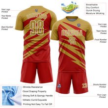 Загрузить изображение в средство просмотра галереи, Custom Old Gold Red-White Abstract Line Sports Sublimation Soccer Uniform Jersey