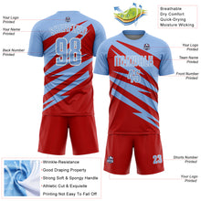 Загрузить изображение в средство просмотра галереи, Custom Light Blue Red-White Abstract Line Sports Sublimation Soccer Uniform Jersey