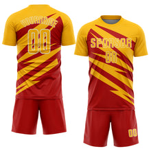 Загрузить изображение в средство просмотра галереи, Custom Gold Red-White Abstract Line Sports Sublimation Soccer Uniform Jersey