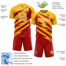 Загрузить изображение в средство просмотра галереи, Custom Gold Red-White Abstract Line Sports Sublimation Soccer Uniform Jersey