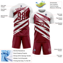 Laden Sie das Bild in den Galerie-Viewer, Custom White Crimson Abstract Line Sports Sublimation Soccer Uniform Jersey