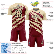 Laden Sie das Bild in den Galerie-Viewer, Custom Cream Crimson-Black Abstract Line Sports Sublimation Soccer Uniform Jersey