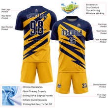 Load image into Gallery viewer, Custom Navy Gold-White Abstract Line Sports Sublimation Soccer Uniform Jersey