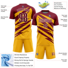 Load image into Gallery viewer, Custom Crimson Gold-White Abstract Line Sports Sublimation Soccer Uniform Jersey