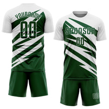 Load image into Gallery viewer, Custom White Green Abstract Line Sports Sublimation Soccer Uniform Jersey