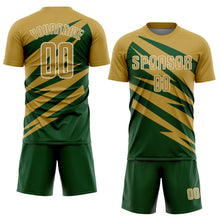 Laden Sie das Bild in den Galerie-Viewer, Custom Old Gold Green-White Abstract Line Sports Sublimation Soccer Uniform Jersey