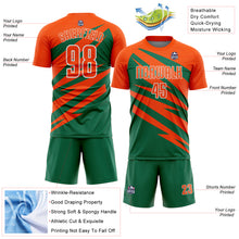 Load image into Gallery viewer, Custom Orange Kelly Green-White Abstract Line Sports Sublimation Soccer Uniform Jersey