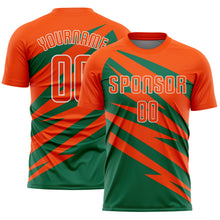Load image into Gallery viewer, Custom Orange Kelly Green-White Abstract Line Sports Sublimation Soccer Uniform Jersey