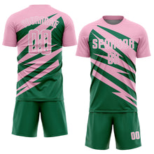 Load image into Gallery viewer, Custom Light Pink Kelly Green-White Abstract Line Sports Sublimation Soccer Uniform Jersey