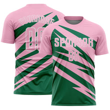 Load image into Gallery viewer, Custom Light Pink Kelly Green-White Abstract Line Sports Sublimation Soccer Uniform Jersey