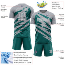 Load image into Gallery viewer, Custom Gray Teal-White Abstract Line Sports Sublimation Soccer Uniform Jersey