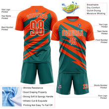 Load image into Gallery viewer, Custom Orange Teal-White Abstract Line Sports Sublimation Soccer Uniform Jersey