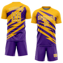 Load image into Gallery viewer, Custom Gold Purple-White Abstract Line Sports Sublimation Soccer Uniform Jersey