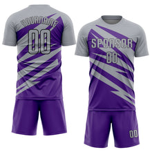Load image into Gallery viewer, Custom Gray Purple-Black Abstract Line Sports Sublimation Soccer Uniform Jersey
