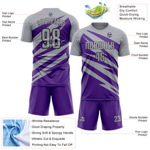 Load image into Gallery viewer, Custom Gray Purple-Black Abstract Line Sports Sublimation Soccer Uniform Jersey