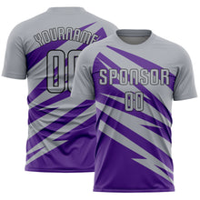 Load image into Gallery viewer, Custom Gray Purple-Black Abstract Line Sports Sublimation Soccer Uniform Jersey