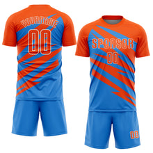 Charger l'image dans la galerie, Custom Orange Powder Blue-White Abstract Line Sports Sublimation Soccer Uniform Jersey