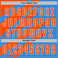 Charger l'image dans la galerie, Custom Orange Powder Blue-White Abstract Line Sports Sublimation Soccer Uniform Jersey