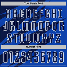 Charger l'image dans la galerie, Custom Navy Thunder Blue-White Abstract Line Sports Sublimation Soccer Uniform Jersey