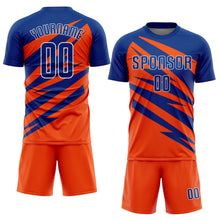 Загрузить изображение в средство просмотра галереи, Custom Royal Orange-White Abstract Line Sports Sublimation Soccer Uniform Jersey