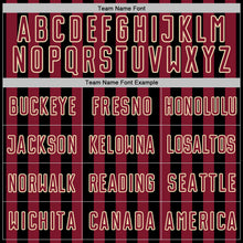 Laden Sie das Bild in den Galerie-Viewer, Custom Black Crimson-Cream Stripe Sports Sublimation Soccer Uniform Jersey