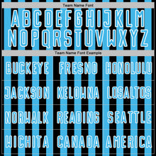 Загрузить изображение в средство просмотра галереи, Custom Black Sky Blue-White Stripe Sports Sublimation Soccer Uniform Jersey