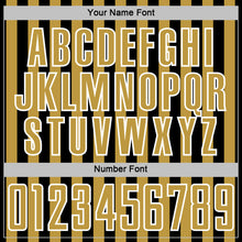 Load image into Gallery viewer, Custom Black Old Gold-White Stripe Sports Sublimation Soccer Uniform Jersey