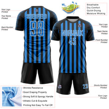 Load image into Gallery viewer, Custom Black Powder Blue-White Stripe Sports Sublimation Soccer Uniform Jersey