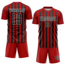 Загрузить изображение в средство просмотра галереи, Custom Red Black-White Stripe Sports Sublimation Soccer Uniform Jersey